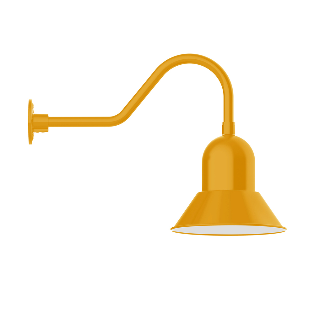 12" Prima shade, gooseneck wall mount, Bright Yellow