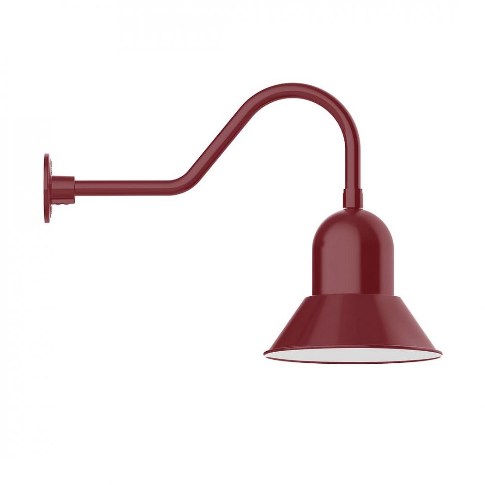 12" Prima shade, LED Gooseneck Wall Mount, Barn Red