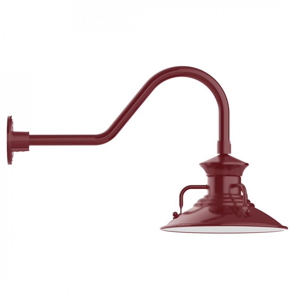 12" Homestead shade, LED Gooseneck Wall mount, Barn Red