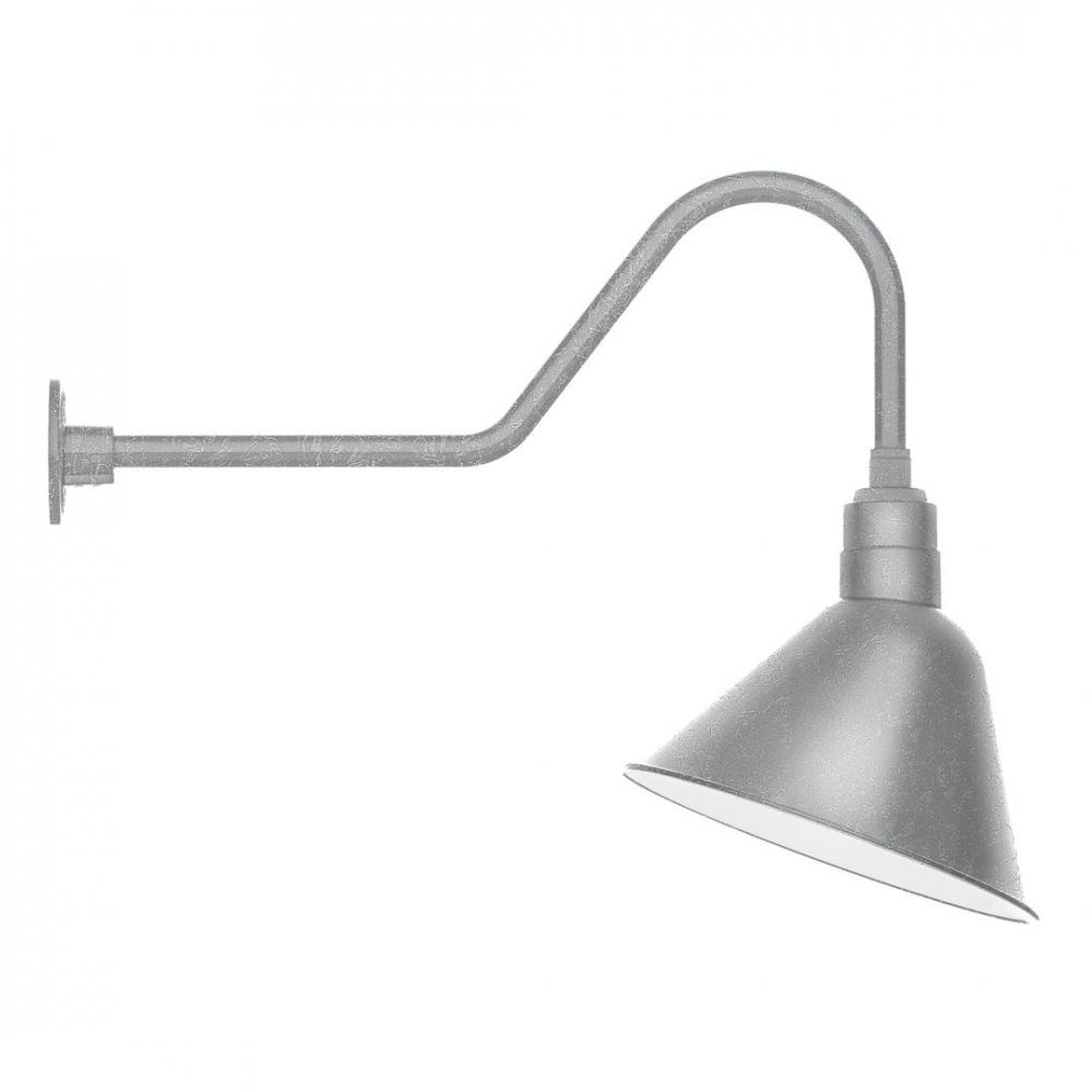 14" Angle shade LED Gooseneck Wall mount with swivel, Painted Galvanized