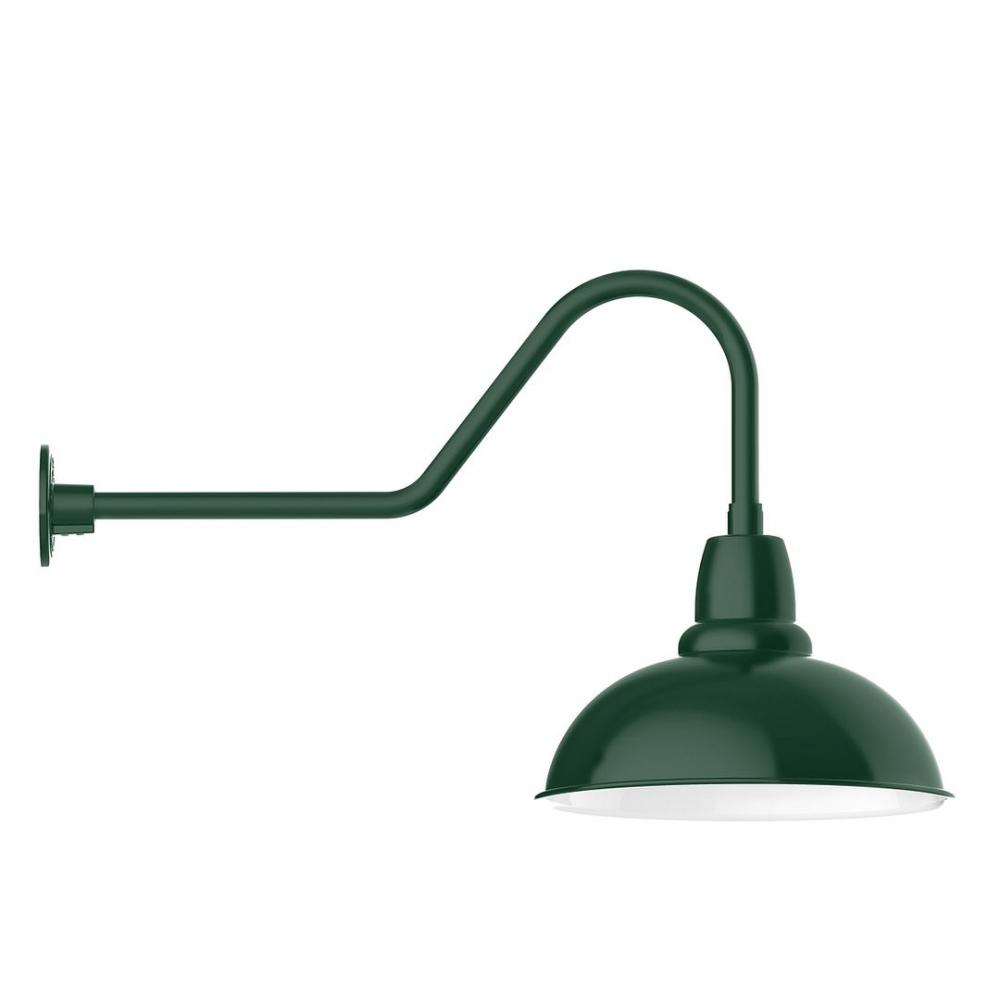 16" Cafe shade, LED Gooseneck Wall mount, decorative canopy cover, Forest Green