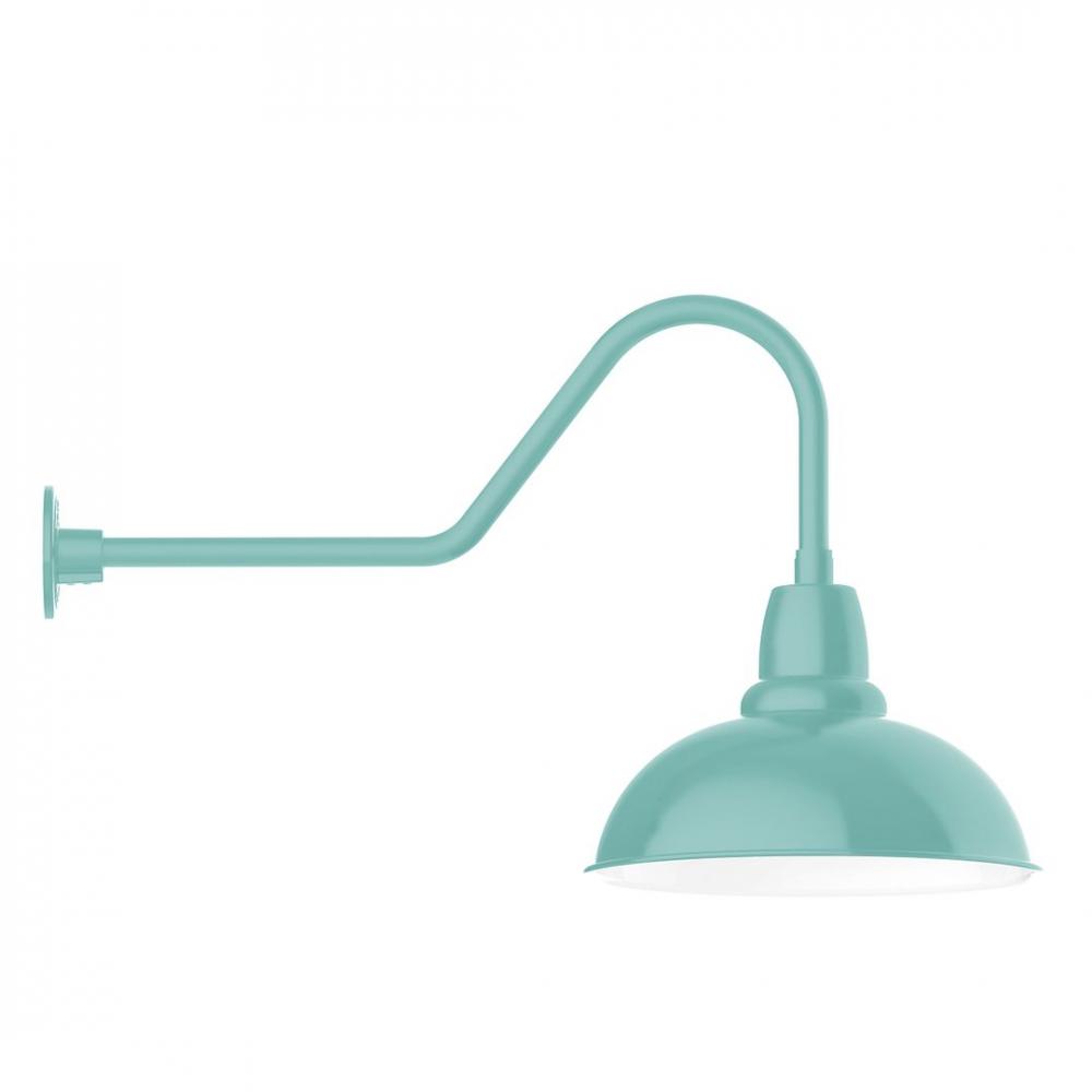 16" Cafe shade, LED Gooseneck Wall mount with wire grill, Sea Green