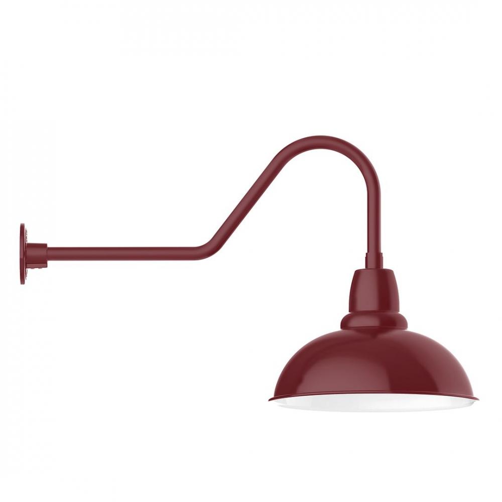 16" Cafe shade, LED Gooseneck Wall mount with wire grill, Barn Red