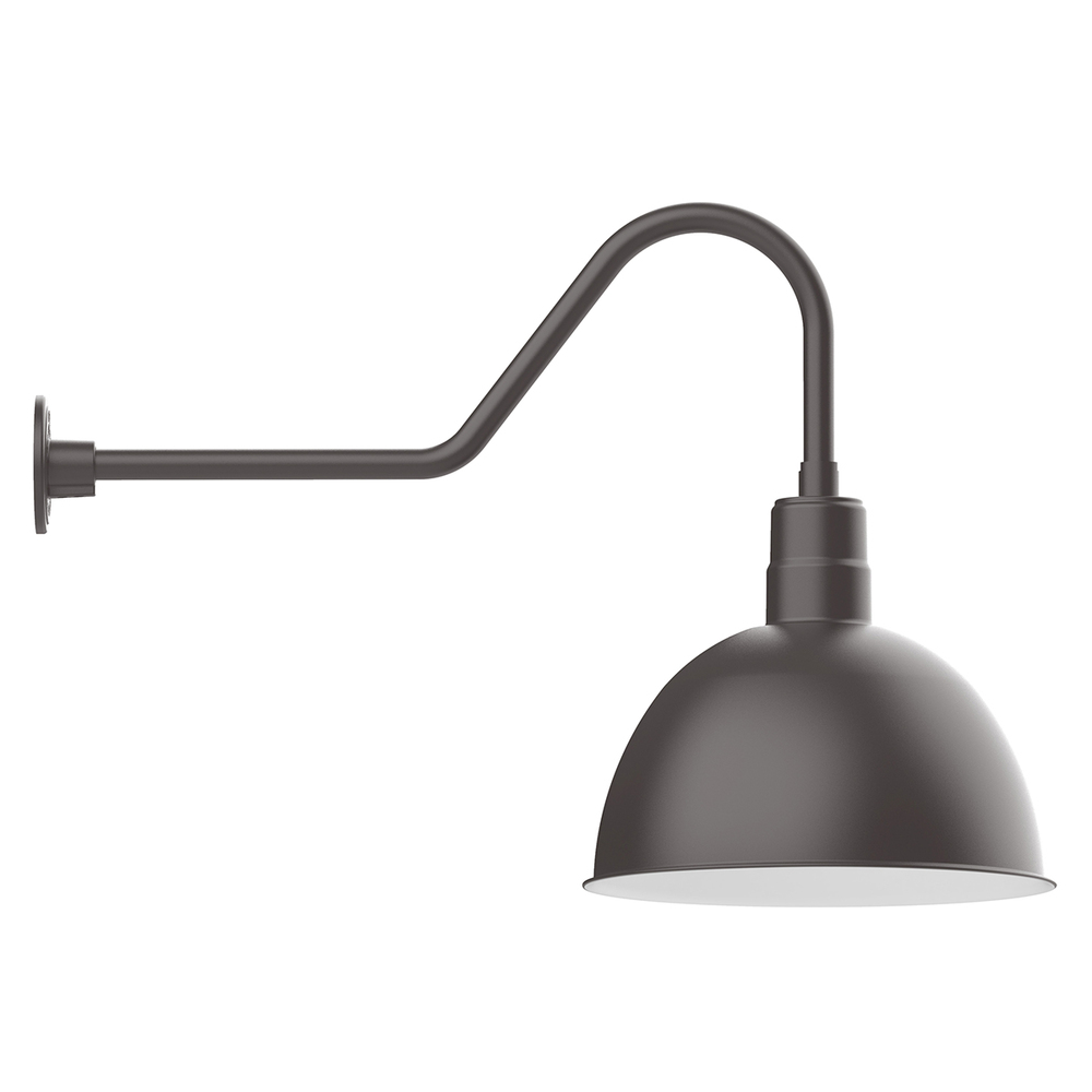 16" Deep Bowl shade, gooseneck wall mount, Bronze Matte
