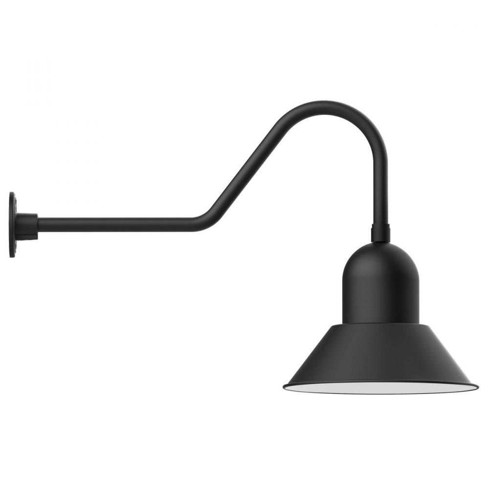 14" Prima shade, gooseneck wall mount, Black
