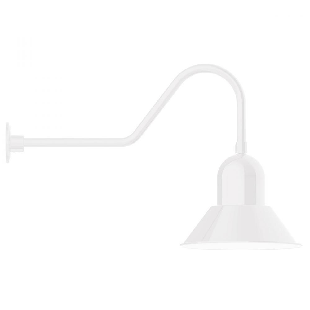 14" Prima shade, gooseneck wall mount, White