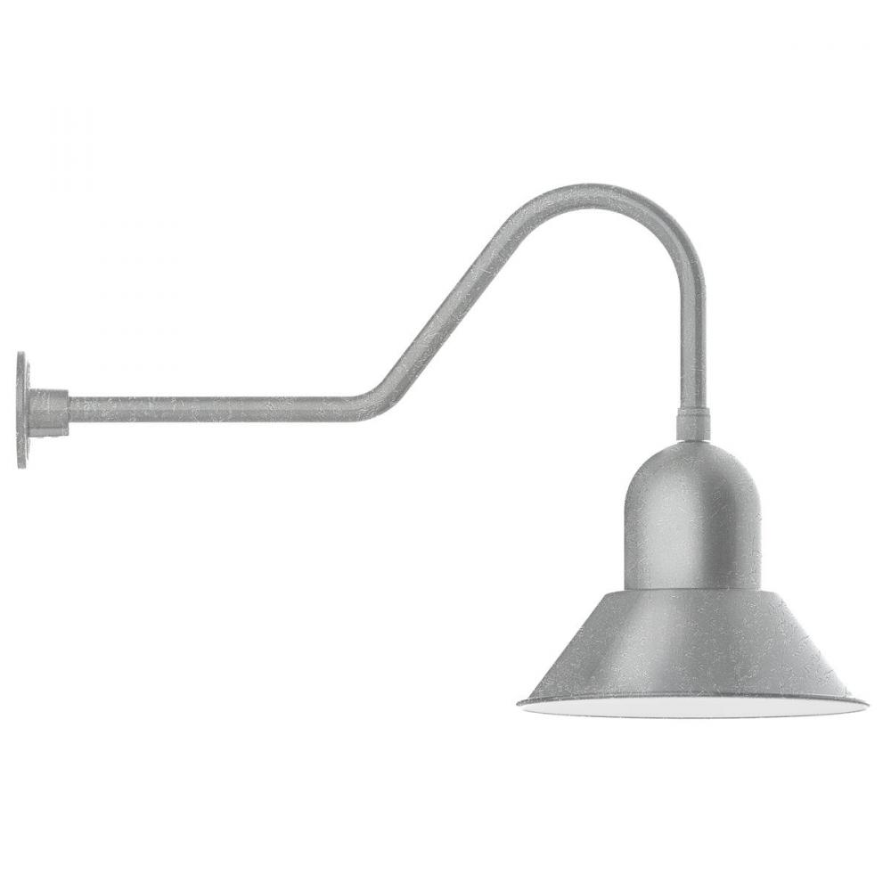 14" Prima shade, gooseneck wall mount, Painted Galvanized