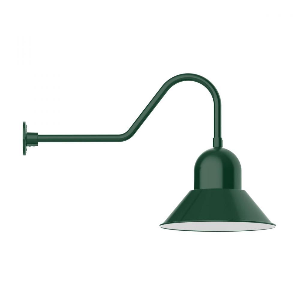 16" Prima shade, gooseneck wall mount, Forest Green