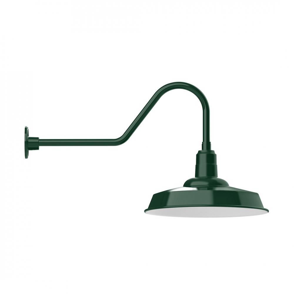 18" Warehouse shade, LED Gooseneck Wall mount with wire grill, Forest Green