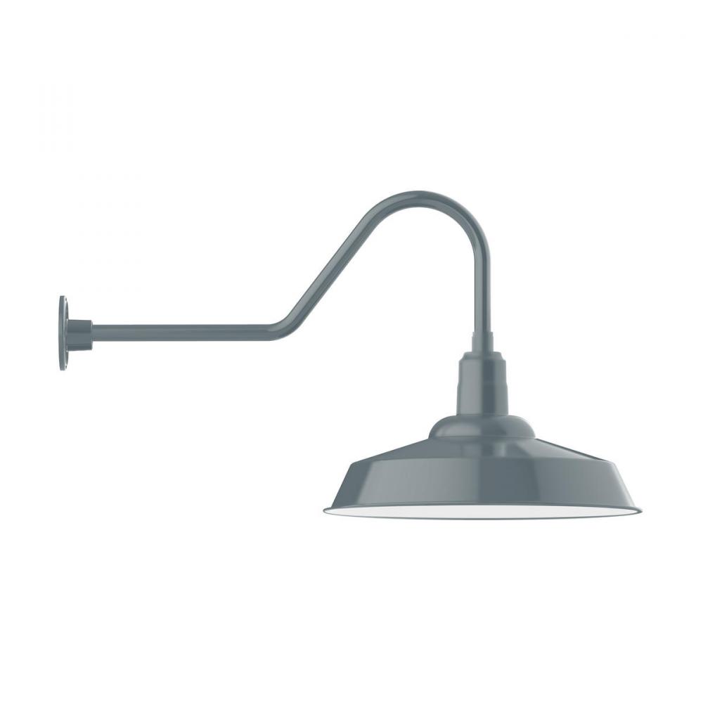 20" Warehouse shade, gooseneck wall mount, Slate Gray