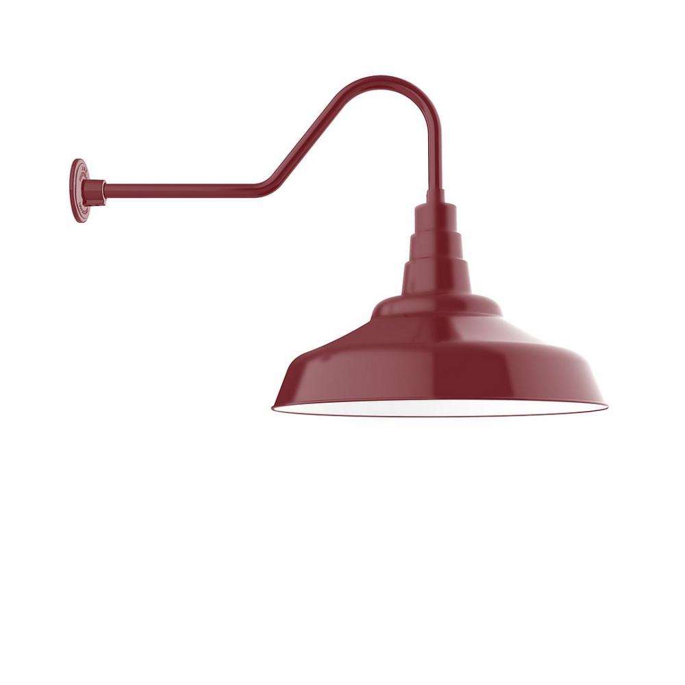 24" Warehouse shade, LED Gooseneck Wall mount, Barn Red