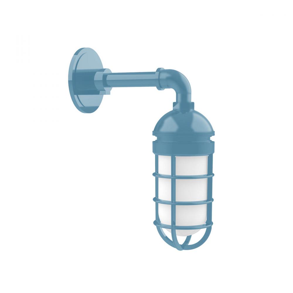 Vaportite, no shade, single wall mount with clear glass and cast guard, Light Blue