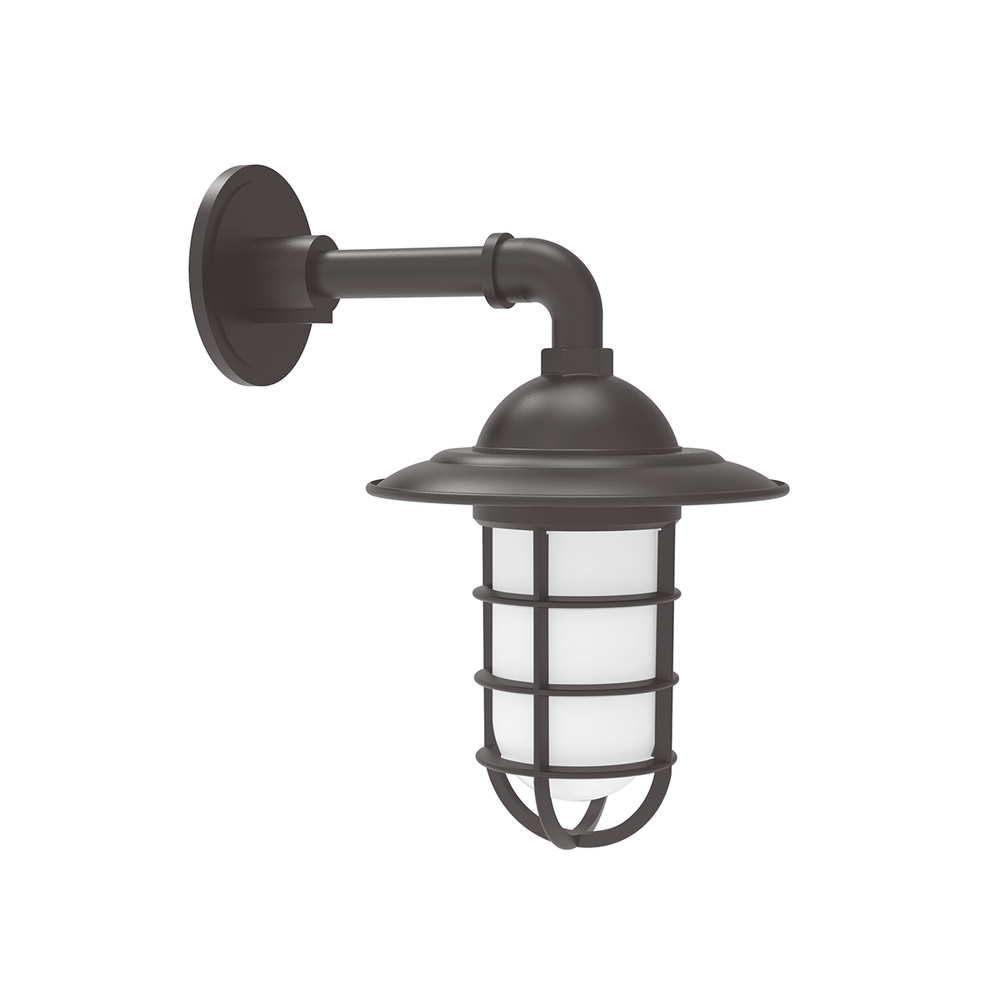 Vaportite, Style A shade, single wall mount with clear glass and cast guard, Bronze Matte