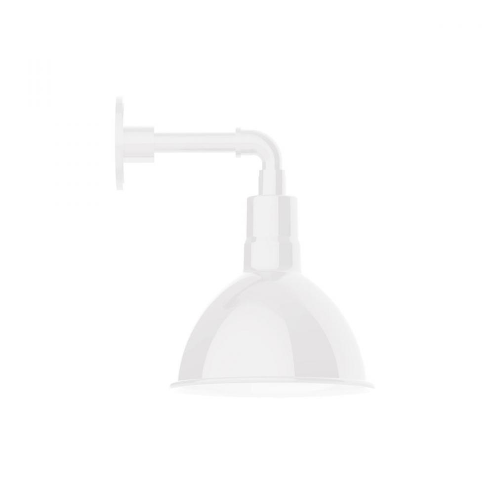 10" Deep Bowl shade, straight arm wall mount, White