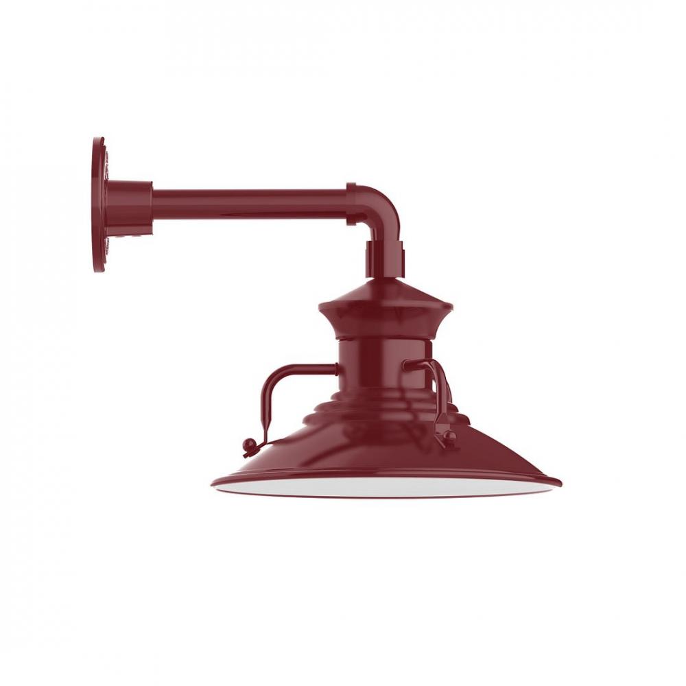 12" Homestead shade, LED Straight Arm Wall mount, Barn Red