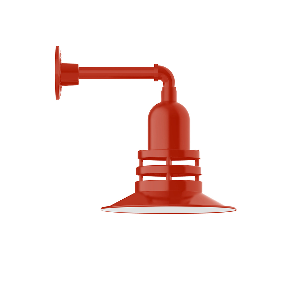 12" Atomic shade, Straight Arm wall mount, Vermillion