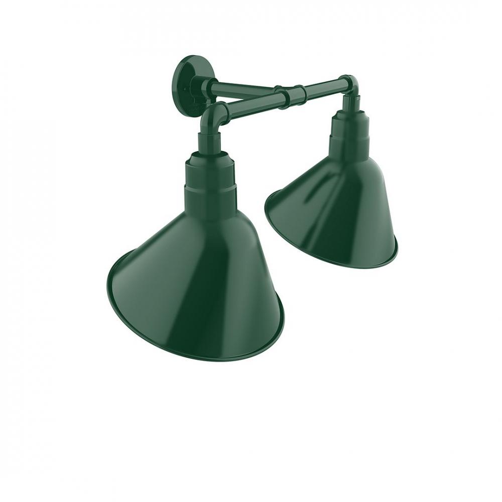 Angle 12" 2-Light LED Straight Arm Wall Light in Forest Green