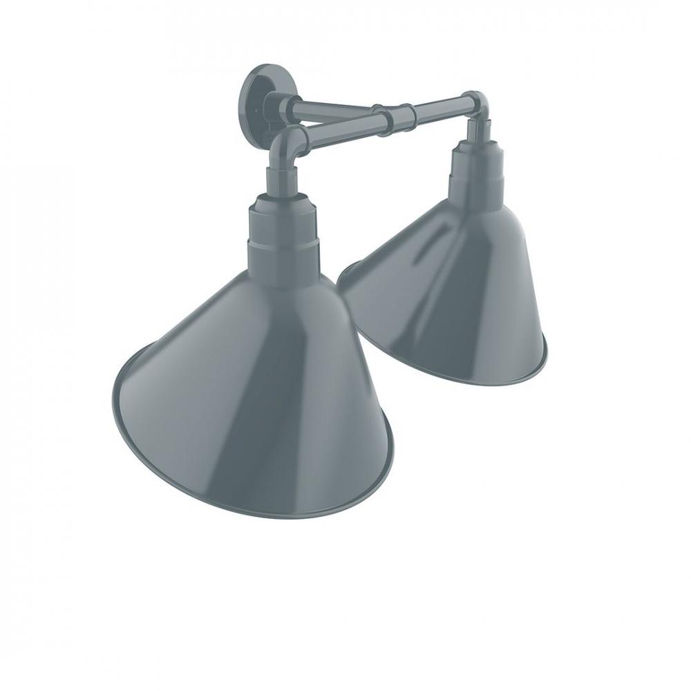 Angle 14" 2-Light Straight Arm Wall Light in Slate Gray