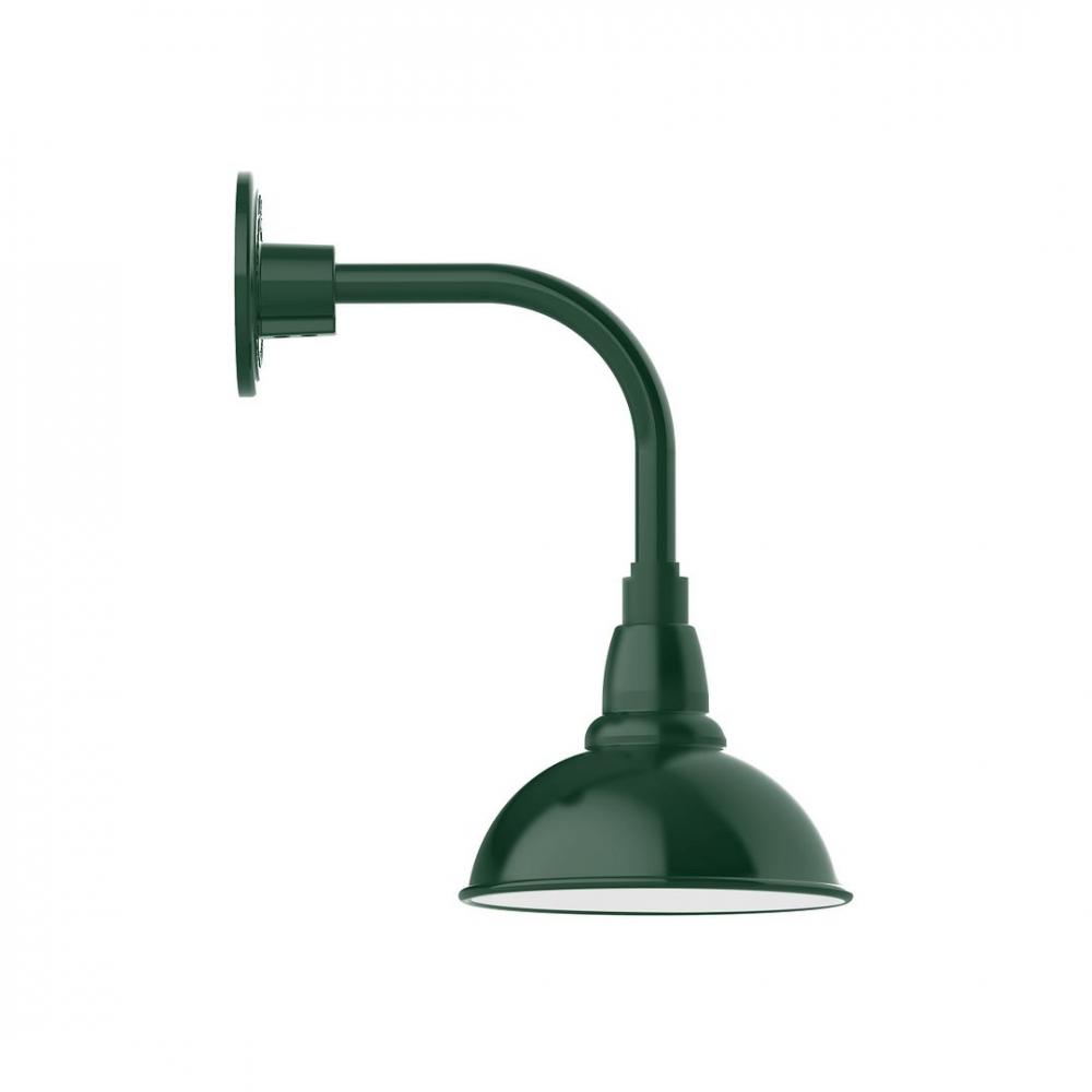 8" Cafe shade, LED Curved Arm Wall mount, Forest Green