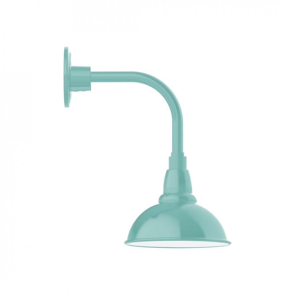 8" Cafe shade, LED Curved Arm Wall mount, Sea Green