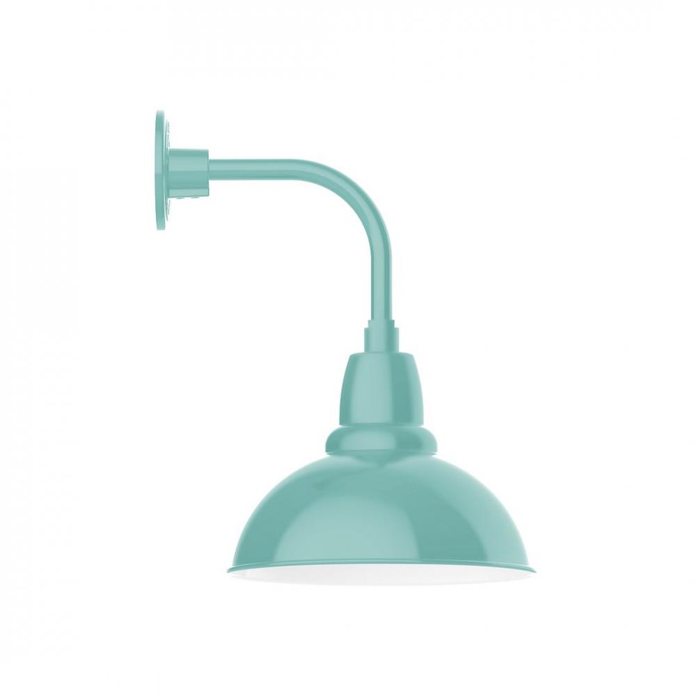 12" Cafe shade, LED Curved Arm Wall mount, Sea Green