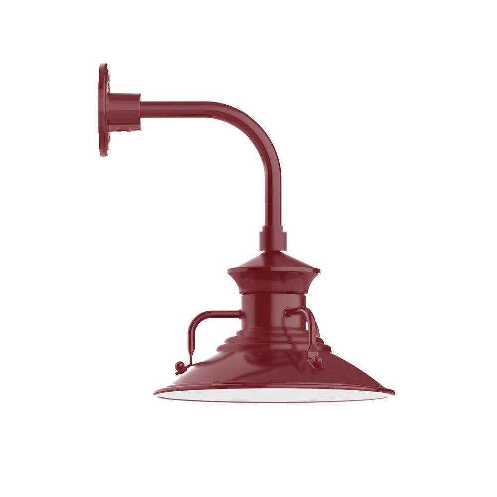 12" Homestead shade, LED Curved Arm Wall mount, Barn Red