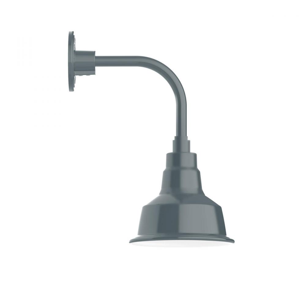 8" Warehouse shade, Curved Arm wall mount, Slate Gray
