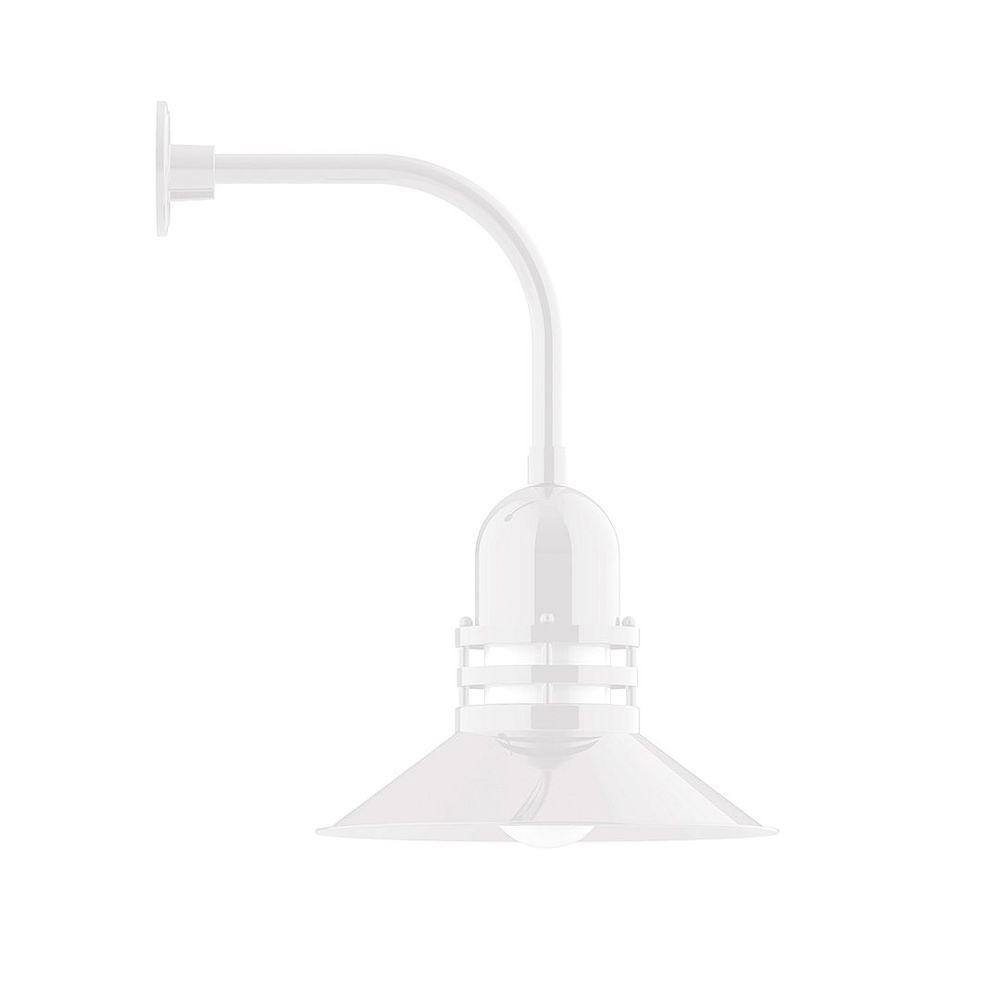 16" Atomic shade, Curved Arm wall mount, White