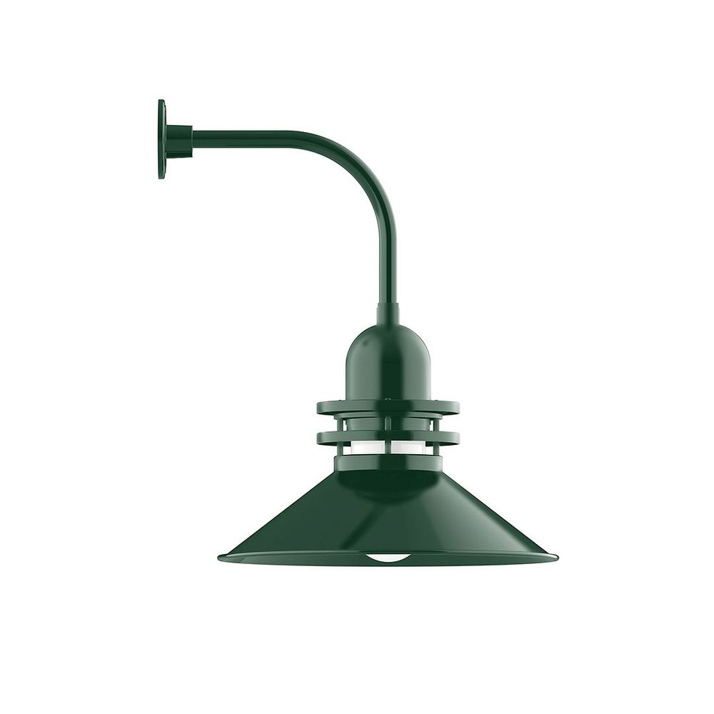 20" Atomic shade, Curved Arm wall mount, Forest Green