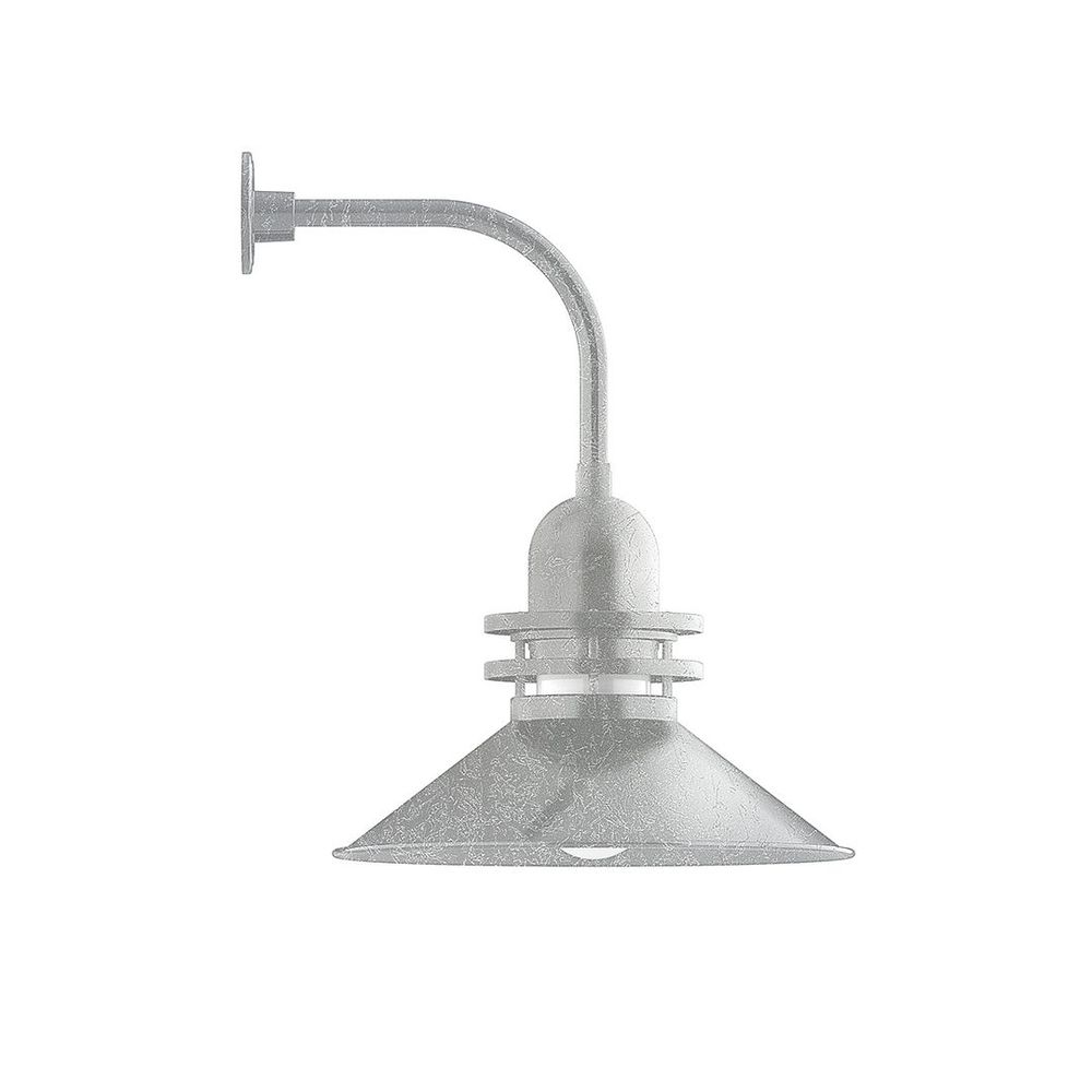 20" Atomic shade, Curved Arm wall mount, Painted Galvanized