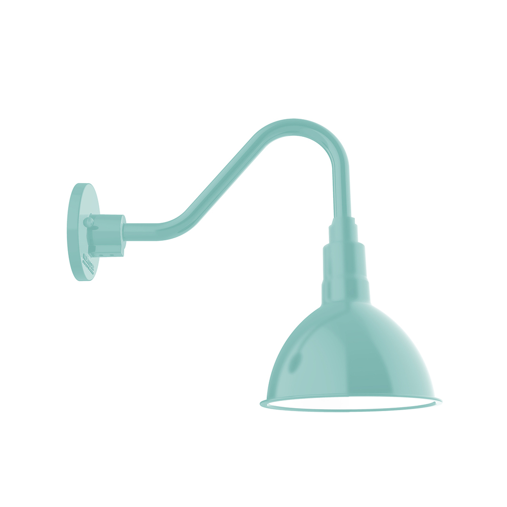 10" Deep Bowl shade, gooseneck wall mount, Sea Green