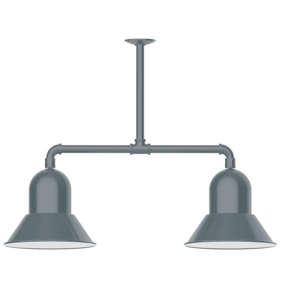 12" Prima, 2-light LED Stem Hung Pendant, Slate Gray