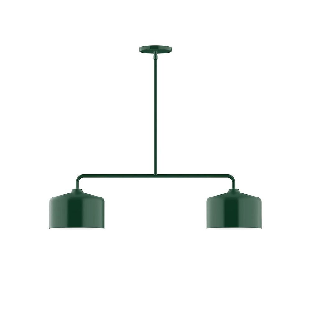 2-Light Axis Linear LED Pendant, Forest Green