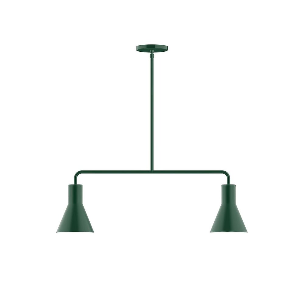 2-Light Axis Linear LED Pendant, Forest Green