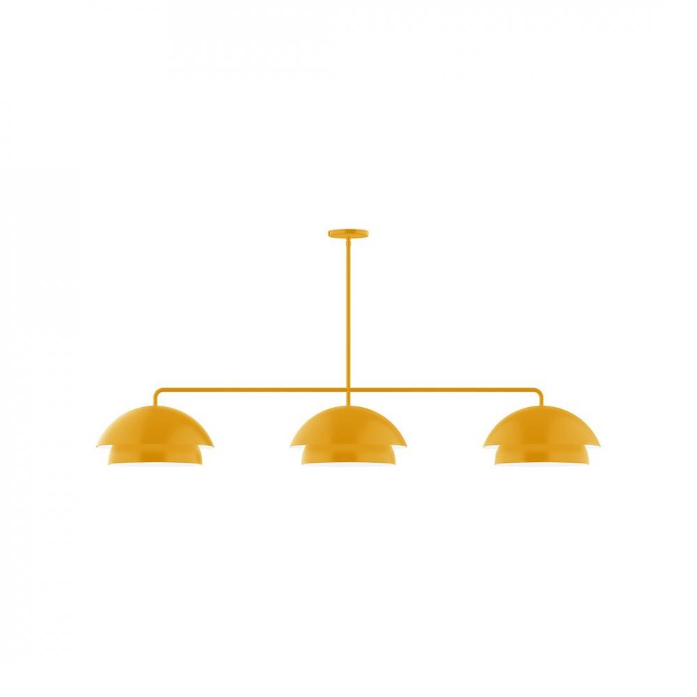 3-Light Axis LED Linear Pendant, Bright Yellow