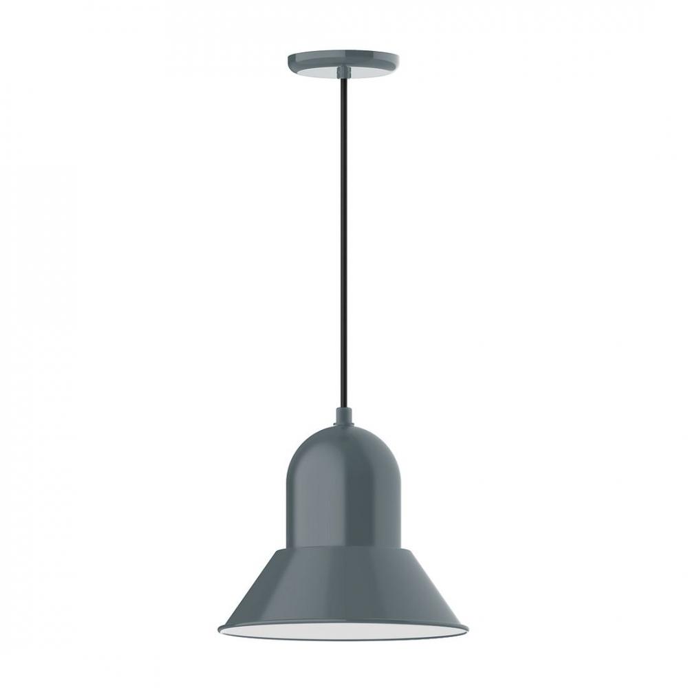 12" Prima shade, LED Pendant with white cord and canopy, Slate Gray