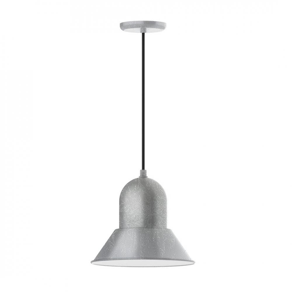 12" Prima shade, LED Pendant with black cord and canopy, Painted Galvanized