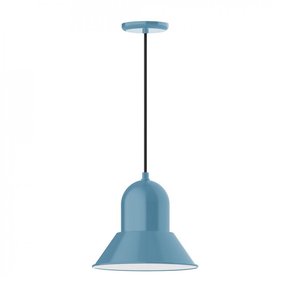 12" Prima shade, LED Pendant with white cord and canopy, Light Blue