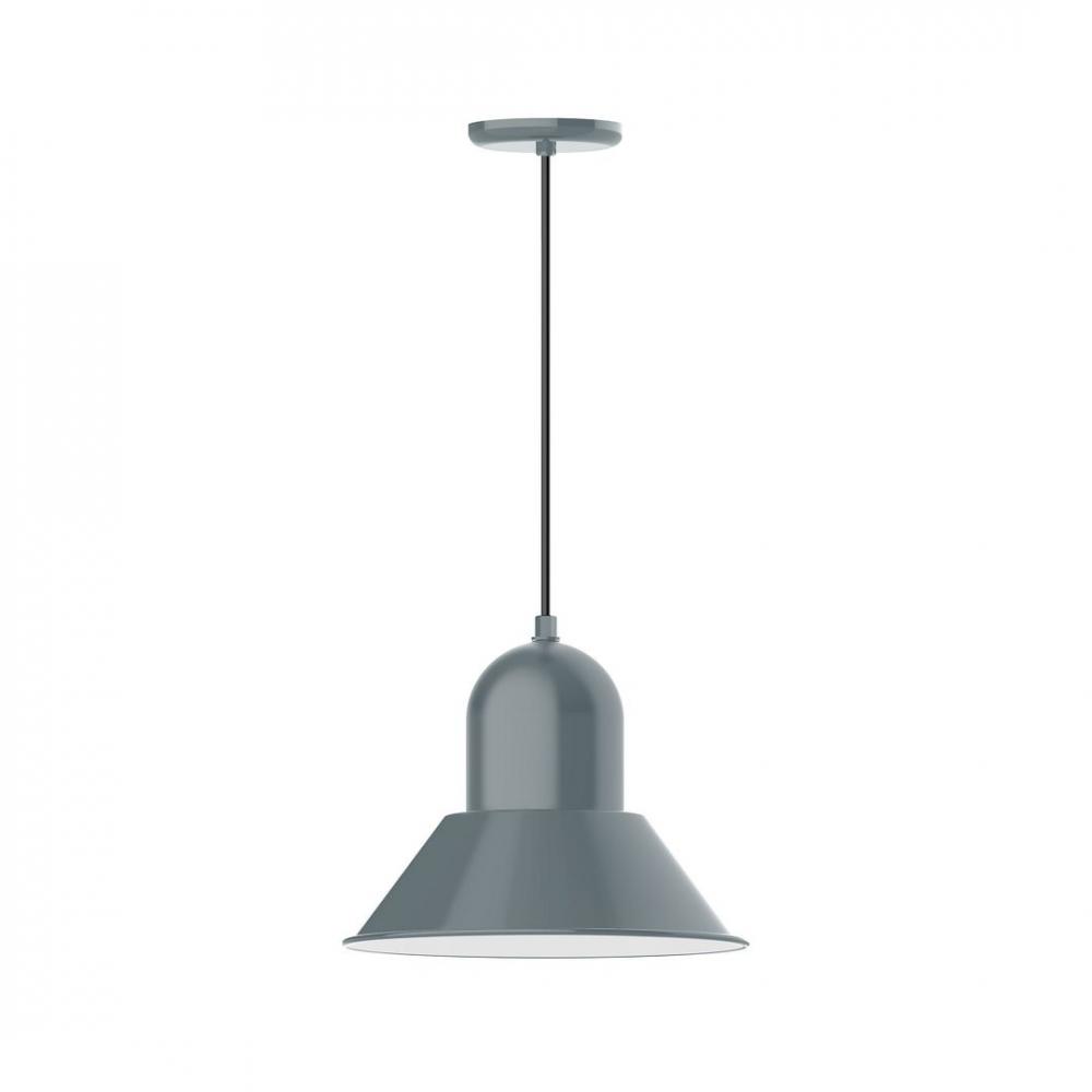 14" Prima shade, LED Pendant with black cord and canopy, Slate Gray