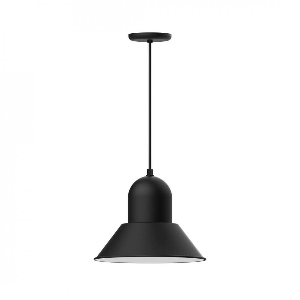 14" Prima shade, LED Pendant with black cord and canopy, Black