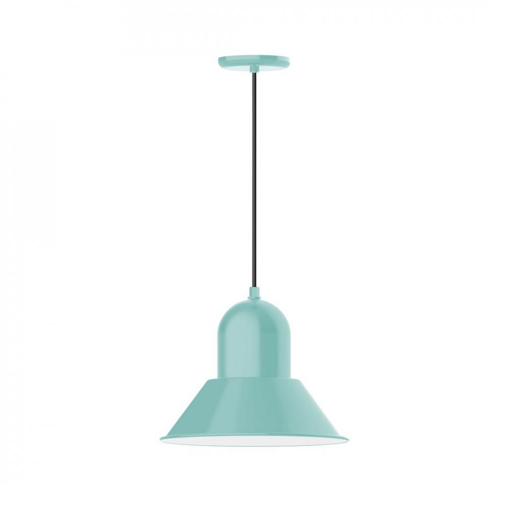 14" Prima shade, LED Pendant with white cord and canopy, Sea Green