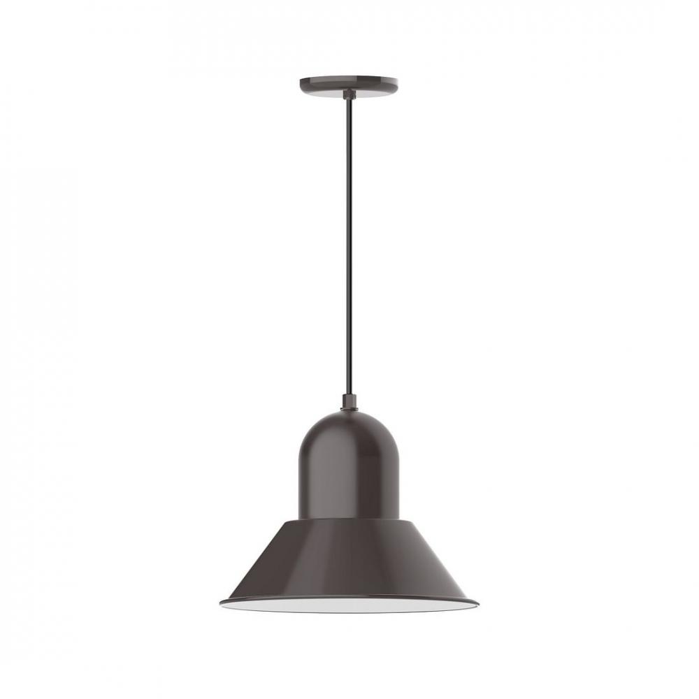 14" Prima shade, LED Pendant with white cord and canopy, Architectural Bronze