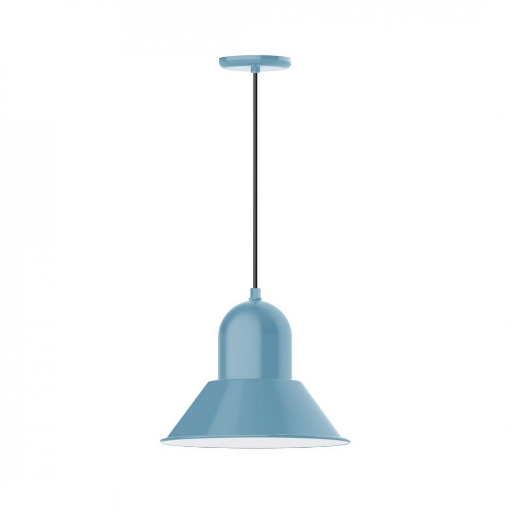 14" Prima shade, LED Pendant with black cord and canopy, Light Blue