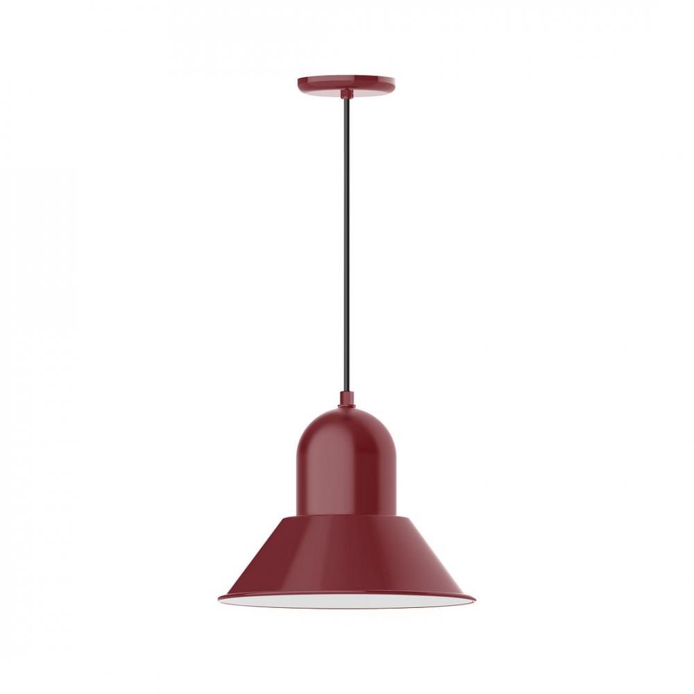 14" Prima shade, LED Pendant with black cord and canopy, Barn Red