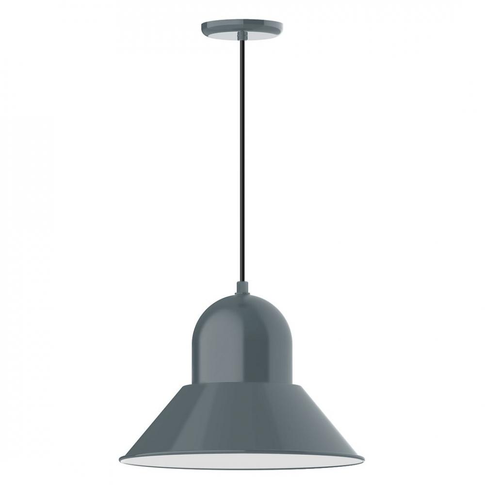 16" Prima shade, LED Pendant with navy mini tweed fabric cord and canopy, Slate Gray