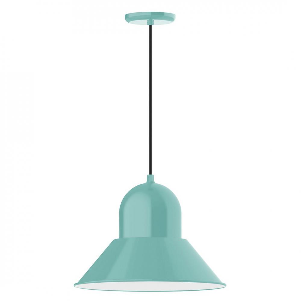 16" Prima shade, LED Pendant with cool tweed fabric cord and canopy, Sea Green