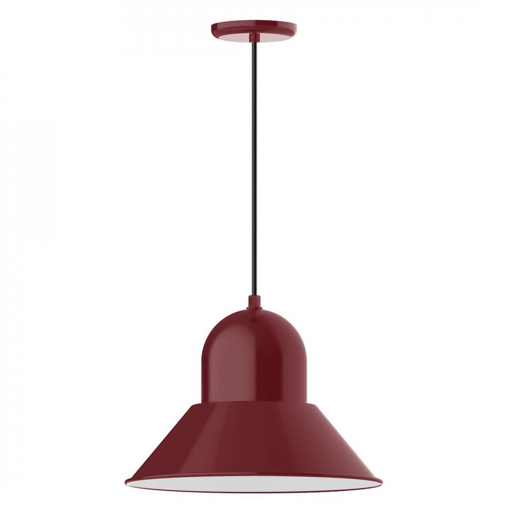 16" Prima shade, LED Pendant with white and gray dot fabric cord and canopy, Barn Red