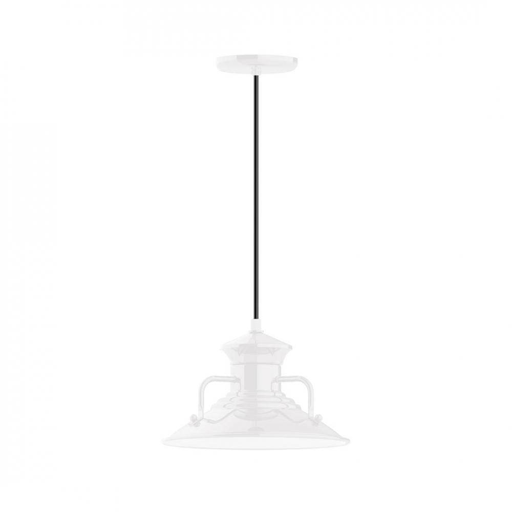 12" Homestead shade, LED Pendant with white cord and canopy, White