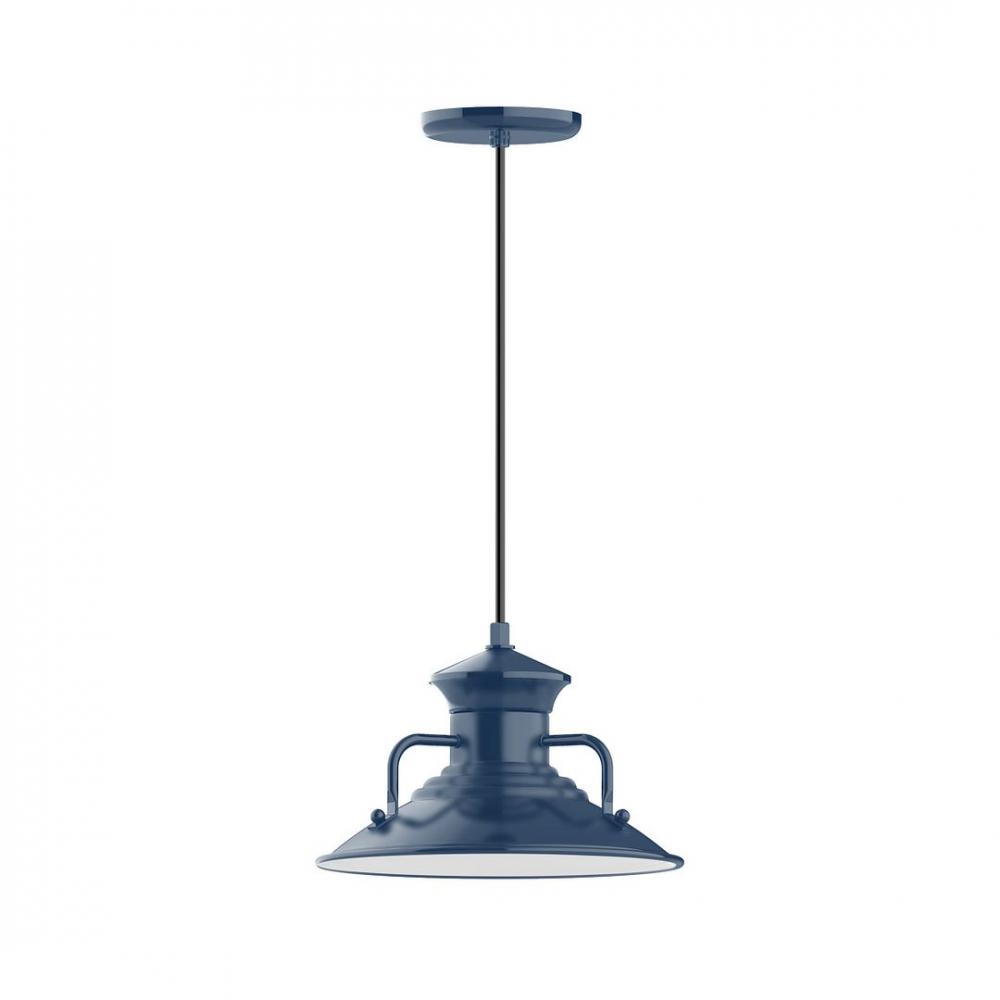 12" Homestead shade, LED Pendant with white cord and canopy, Navy