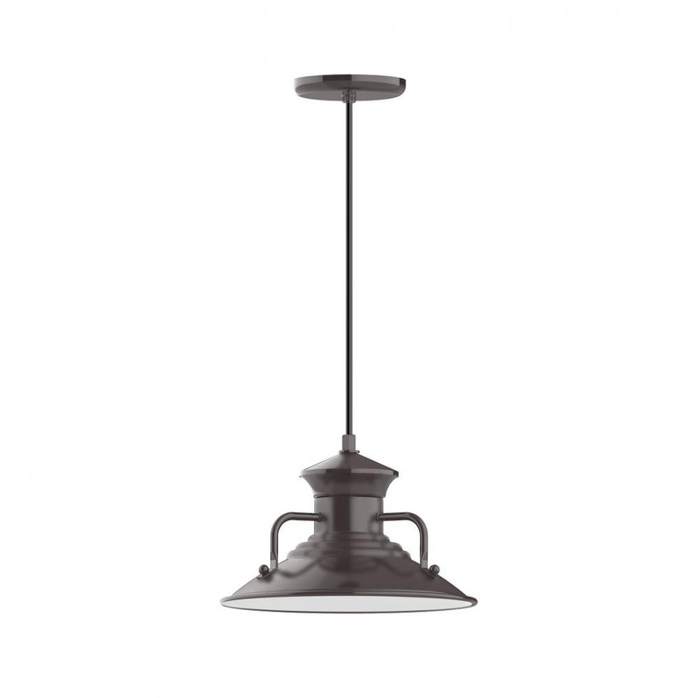 12" Homestead shade, LED Pendant with black cord and canopy, Architectural Bronze